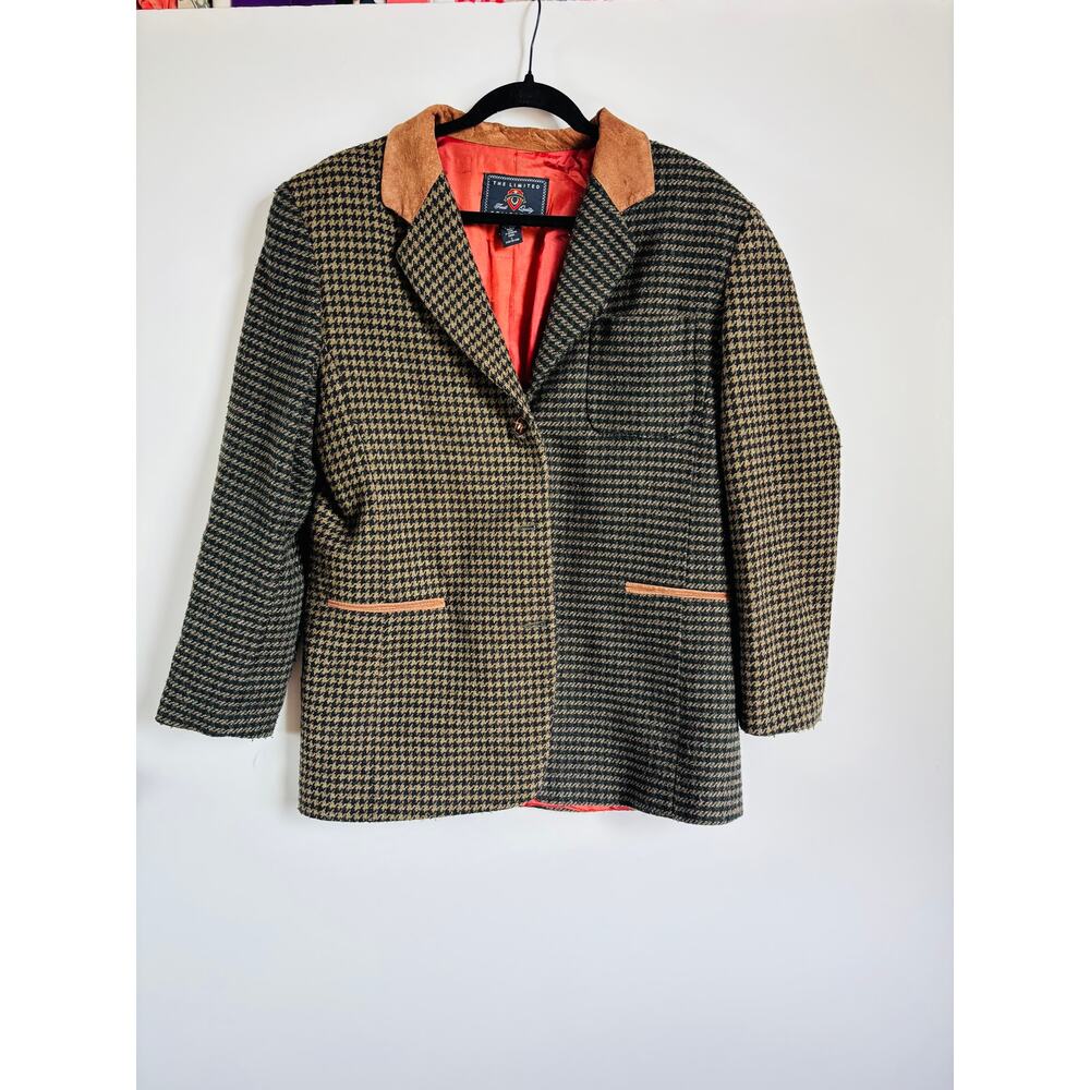 Vintage 90s The Limited Two Tone Plaid Blazer Sport Coat Womens‎ Large Wool